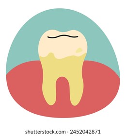 Teeth single 24 cute on a white background, vector illustration.