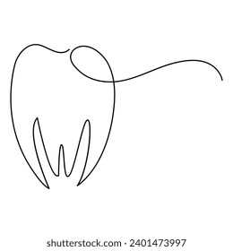 Zähne mit einem zusammenhängenden Rahmen, Vektorgrafik-Zeichnung und einfache 1-zeilige Zähne minimalistisches Design