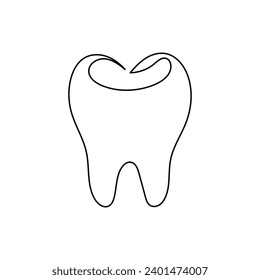 Teeth single line continuous  outline vector art drawing and simple one line teeth minimalist design