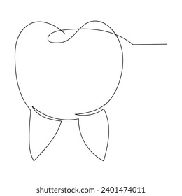 Teeth single line continuous  outline vector art drawing and simple one line teeth minimalist design