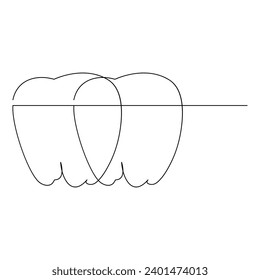 Teeth single line continuous  outline vector art drawing and simple one line teeth minimalist design