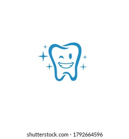 Teeth smile character icon - Mascot dental logo vector illustration