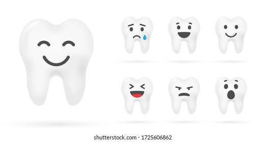 Teeth with smile illustration. Dental care icons