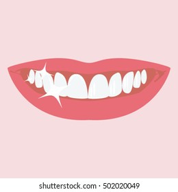 Teeth, Smile, Pink Background, Vector Illustration