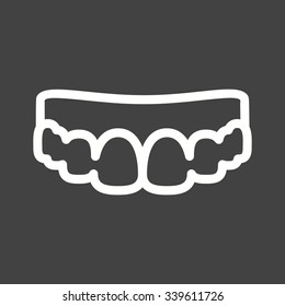 Dientes, sonrisa, imagen vectorial de icono blanco. También se puede utilizar para la salud y la ciencia. Adecuado para aplicaciones web, aplicaciones móviles y medios impresos.