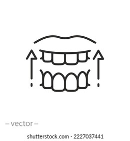 teeth straightening braces icon, Invisible clear aligner, bite correction, thin line symbol on white background - editable stroke vector illustration