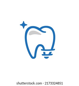 teeth surgery dentist logo. clean Tooth logo. dental care implant tooth logo vector Illustration abstract minimal design clip art icon isolated on white background