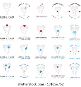 Teeth Symbols Isolated On White Background - Vector Illustration, Graphic Design Editable For Your Design. Teeth Logo