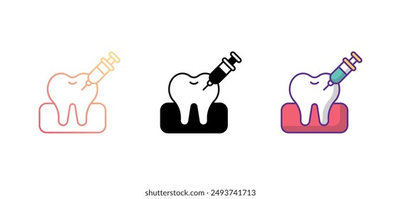 Diseño de icono de jeringa de dientes con fondo blanco ilustración de stock