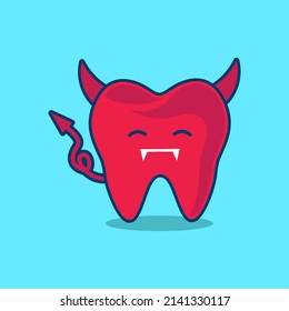 Zähne süße Charakter Emotion Emoticon Logo Design Vektor. Farbige Aufkleber mit weichem Hintergrund. Abstrakte grafische Illustration.