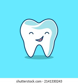 Dientes lindo personaje emoción emoticono diseño vectorial. Arte de pegatinas coloridas con fondo suave. Ilustración gráfica abstracta.