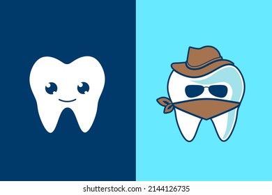 Teeth tooth cute character emotion emoticon logo design vector. Colorful sticker art with soft background. Abstract graphic illustration.