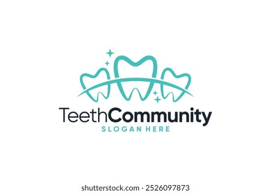 Vector de logotipo de higiene dental hospitalaria de dientes