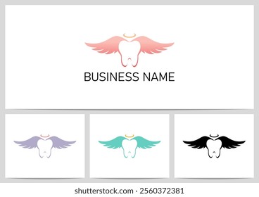 Teeth Tooth Dentist Angel Wings Logo Design