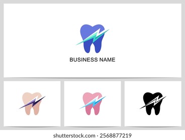 Teeth Tooth Dentist Thunder Bolt Flash Logo Design