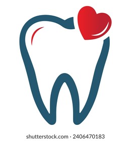 Ilustración vectorial con el logotipo del corazón dental de los dientes 