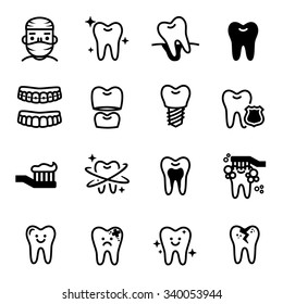 Teeth and Tooth Icon Set Vector