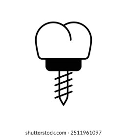 Icono de trasplante de dientes con Vector de fondo blanco
