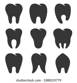 Teeth Type Icons Set on White Background. Vector