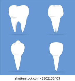teeth vector collection on blue background