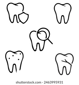 Teeth vector icon set 5 vectors    