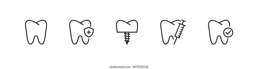 Teeth vector icon set. Dental treatment icons.