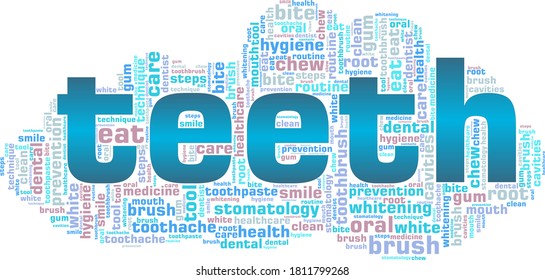 Teeth vector illustration word cloud isolated on a white background.