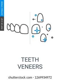 Teeth veneer icon. Editable stroke.