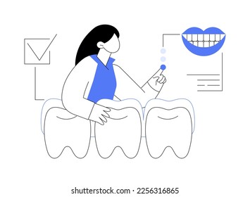 Teeth wear silicone trainer abstract concept vector illustration. Invisible orthodontic braces, silicon teeth wear, dental training, dental care, crowded tooth treatment method abstract metaphor.