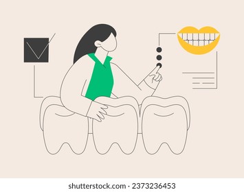 Teeth wear silicone trainer abstract concept vector illustration. Invisible orthodontic braces, silicon teeth wear, dental training, dental care, crowded tooth treatment method abstract metaphor.