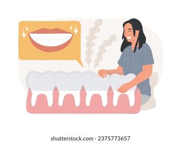 Teeth wear silicone trainer isolated concept vector illustration. Invisible orthodontic braces, silicon teeth wear, dental training, dental care, crowded tooth treatment method vector concept.