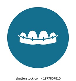 Teeth white glyph with color background vector icon which can easily modify or edit 