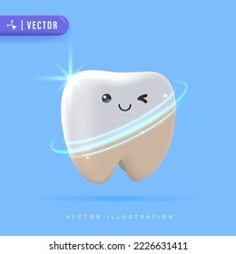 Ilustración de vectores de concepto 3D para la blanqueación de dientes. Veneers dentales. Tratamiento de belleza dental. 