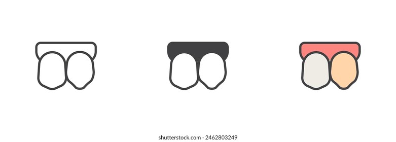 Teeth whitening different style icon set. Line, glyph and filled outline colorful version, outline and filled vector sign. Dental care symbol, logo illustration. Vector graphics