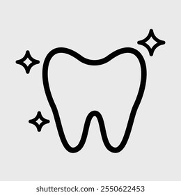 Vector de ícono de blanqueamiento dental. Icono de contorno de símbolo de brillo dental blanqueador dental. Trazo editable