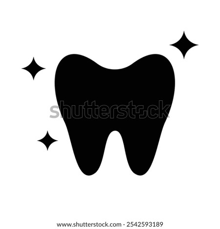 Teeth whitening icon vector. Dental whitening tooth shine symbol flat black solid icon