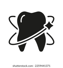 Icono de la silueta para blanquear dientes. Frescura y protección dentales. Pictograma de glifo dental limpio y saludable. Signo sólido de tratamiento dental. Higiene Oral. Símbolo de la ciencia dental. Ilustración de vectores aislados.