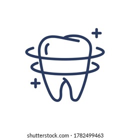 Teeth whitening thin line icon. Orbit, shining, protection isolated outline sign. Dental care, healthy teeth, dentistry concept. Vector illustration symbol element for web design and apps