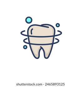 Teeth whitening thin line icon. Orbit, shining, protection isolated outline sign. Dental care, healthy teeth, dentistry concept. Vector illustration for web design and apps