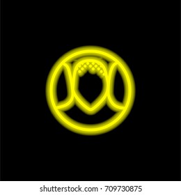 Teeth yellow glowing neon ui ux icon. Glowing sign logo vector