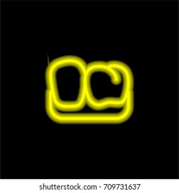Teeth yellow glowing neon ui ux icon. Glowing sign logo vector