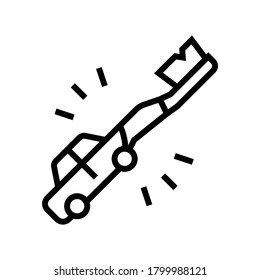 teethbrush car shape line icon vector. teethbrush car shape sign. isolated contour symbol black illustration