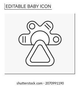  Teether line icon. Entertainment tooth rattle.Toys. Baby products. Childhood concept. Isolated vector illustration. Editable stroke