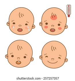 Teething baby.  Vektorgrafik.