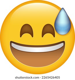 Teething laughing face with drop of sweat emoticon - 3D stylized vector icon isolated on white background