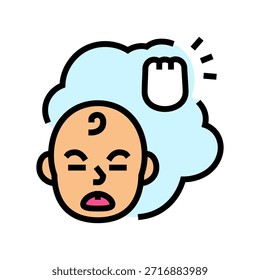 Icono de color de dolor de dentición. Vector de dolor de dentición. Ilustración de símbolo aislado