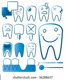 Teeths set. Vector illustration. Medical subject