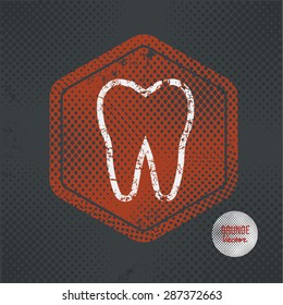 Teeth,stamp design on old dark background,grunge concept,vector