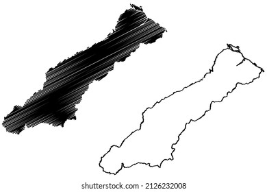 Tefe municipality (Amazonas state, Municipalities of Brazil, Federative Republic of Brazil) map vector illustration, scribble sketch Tefe map