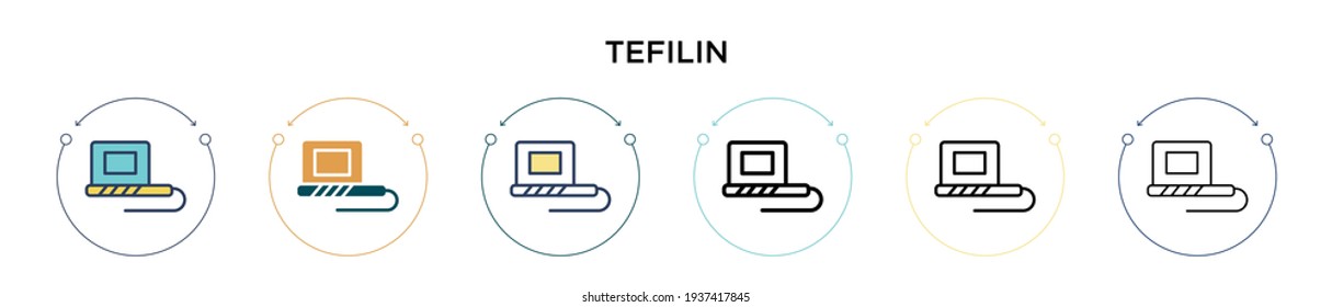 Icono de tefilin en estilo relleno, delgado, contorno y trazo. Ilustración vectorial de dos iconos vectoriales de tefilin de color y negro se puede utilizar para móviles, ui, web